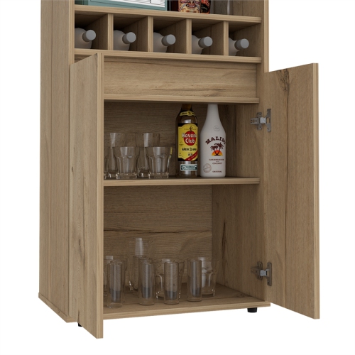 TuHome Modern Oak Engineered Wood Prana 70" Two-Door Bar Cabinet