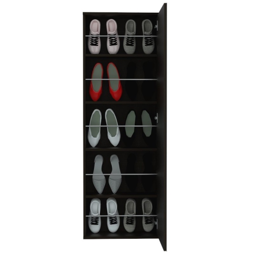 TUHOME FURNITURE Tuhome Black Wengue Modern Engineered Wood Leto Mounted Shoe Rack With Mirror