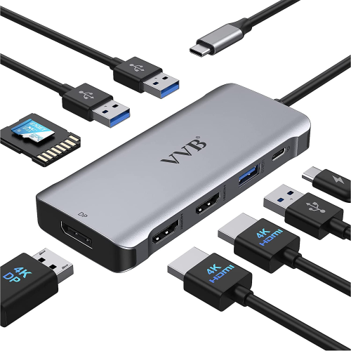 CANADABESTBUY  USB C Docking Station Dual Monitor, USB C Hub Multiport Adapter, USB-C Laptop Docking Station With Dp/displayport, Dual