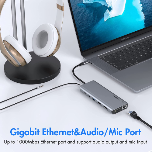 Docking Station Dual HDMI Monitor Adapter USB-C Docking Station Triple Display USB C Hub to Dual Hdmi,Vga,Ethernet,3Us..