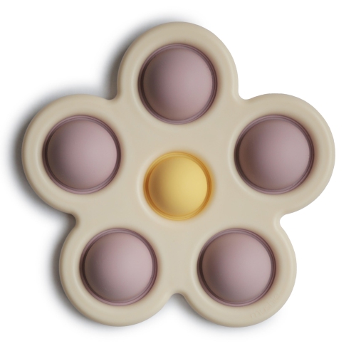 Mushie Flower Press Teething Toy - Lilac/Daffodil/Ivory