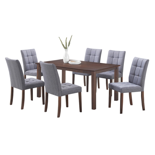 Clare 7Pc Solid Wood Dining Set - Dark Grey