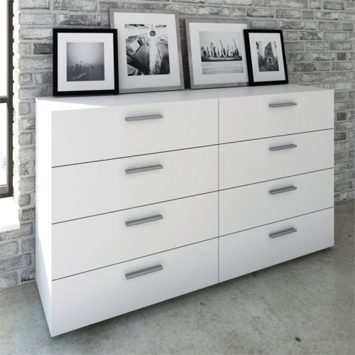 Atlin Designs Modern 8 Drawer Double Dresser in White