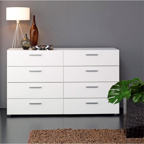 Atlin Designs Modern 8 Drawer Double Dresser in White