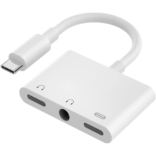 USB C Headphone Jack Trrs Adapter, 3 in 1 Type C Splitter to Dual USB C and  3.5mm Aux Port, Support Audio Fast Charging