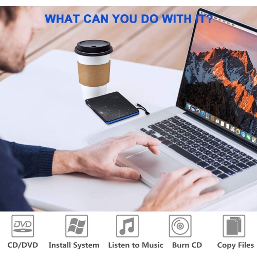 External CD/DVD Drive, USB 3.0 Portable DVD/CD-RW Drive Reader High Speed Data Transfer CD/DVD Drive