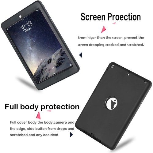 iPad Air Case, 3in 1 Heavy Duty Protection Combo Hybrid Impact Silicone Hard Case Cover for ipad Air 2013 Model