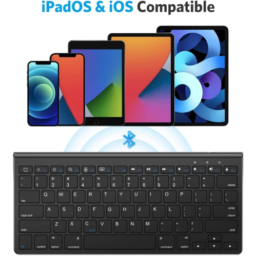 Ultra-Slim Wireless Bluetooth Keyboard Compatible with All iPad, iPad 10.2 9th Generation/Mini 6 2021, Build-in