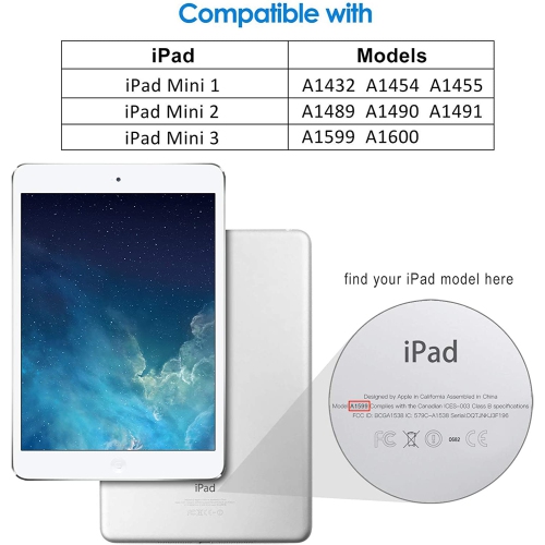 Case for iPad Mini 1 2 3, Smart Cover with Auto Sleep/Wake (Red)