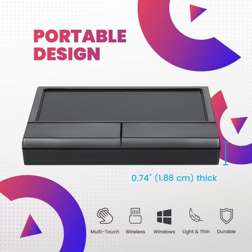 PERIPAD-704 Wireless Touchpad, Portable Track Pad for Desktop and Laptop User, Large Size 4.72x3.54x0.74 inches
