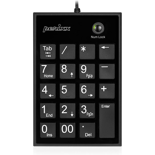ALBERTATECH  Peripad-202Ub, Numeric Keypad for Laptop - USB - Tab Key Feature - Full Size 19 Keys - Big Print Letters