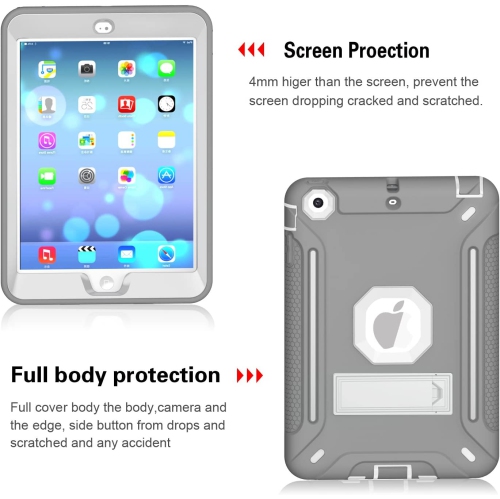 iPad Mini Case, iPad Mini 3 Case, iPad Mini 2 Case, Heavy Duty Hybrid Shockproof Protective Silicone and PC Hard