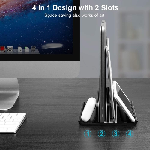 Vertical Laptop Stand Holder Adjustable Desktop Notebook Dock Space-Saving Three-in-one for All MacBook Pro Air,