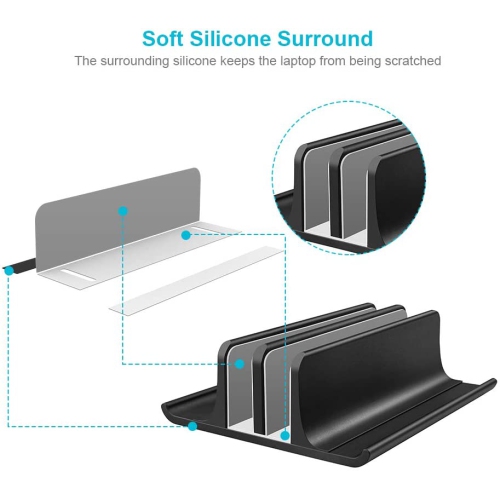 Vertical Laptop Stand Holder Adjustable Desktop Notebook Dock Space-Saving Three-in-one for All MacBook Pro Air,