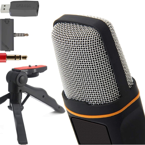 Microphone cardioïde à condensateur avec adaptateur de trépied et