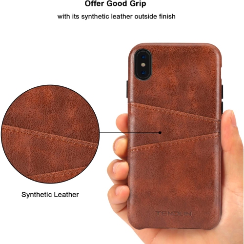 Compatible with iPhone Xs Case/iPhone X Case Wallet Design Premium Leather Case with 2 Card Holder Slots