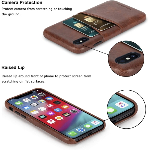 Compatible with iPhone Xs Case/iPhone X Case Wallet Design Premium Leather Case with 2 Card Holder Slots