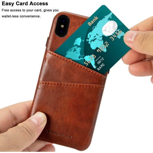 Compatible with iPhone Xs Case/iPhone X Case Wallet Design Premium Leather Case with 2 Card Holder Slots