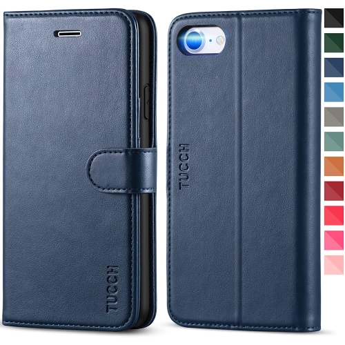 iPhone SE 2020 Case, Premium Leather iPhone 8 Wallet Folio Case with ID Card Slots Magnetic Closure + Flexible