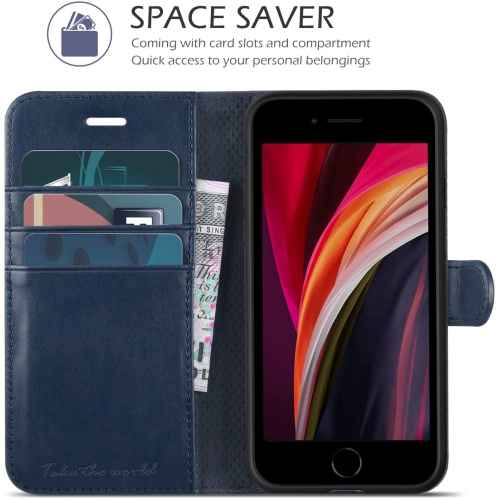 iPhone SE 2020 Case, Premium Leather iPhone 8 Wallet Folio Case with ID Card Slots Magnetic Closure + Flexible