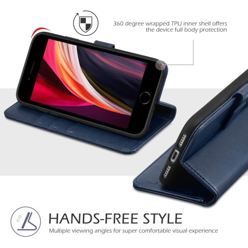 iPhone SE 2020 Case, Premium Leather iPhone 8 Wallet Folio Case with ID Card Slots Magnetic Closure + Flexible