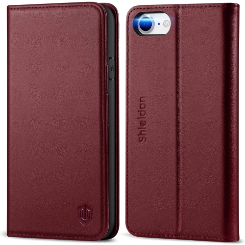 ALBERTATECH  Iphone Se 2020 Case, Iphone 8 Case, Genuine Leather Iphone 7 Wallet Case Credit Card Slots Magnetic Folio