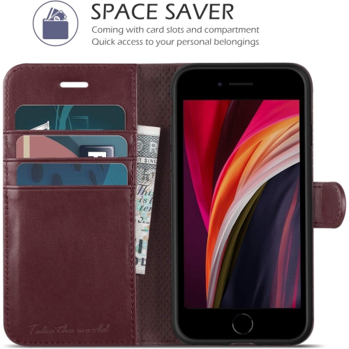 iPhone SE 2020 Case, Premium iPhone 7 / iPhone 8 Leather Folio Case Wallet Magnetic Closure Flip Multiple Card