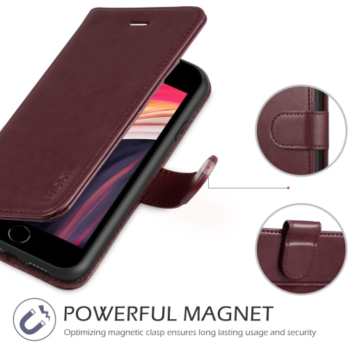 iPhone SE 2020 Case, Premium iPhone 7 / iPhone 8 Leather Folio Case Wallet Magnetic Closure Flip Multiple Card