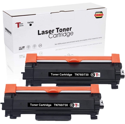 2PK TN760/730 Toner Cartridge Replacement w/Chip for Brother MFC-L2710DW  L2750DW