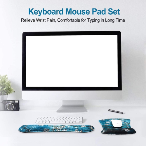 Keyboard Wrist Rest Pad Ergonomic Mouse Pad Set, ToLuLu Gel Mouse Pad Wrist Support for Computer Laptop, Mousepad