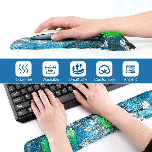 Keyboard Wrist Rest Pad Ergonomic Mouse Pad Set, ToLuLu Gel Mouse Pad Wrist Support for Computer Laptop, Mousepad