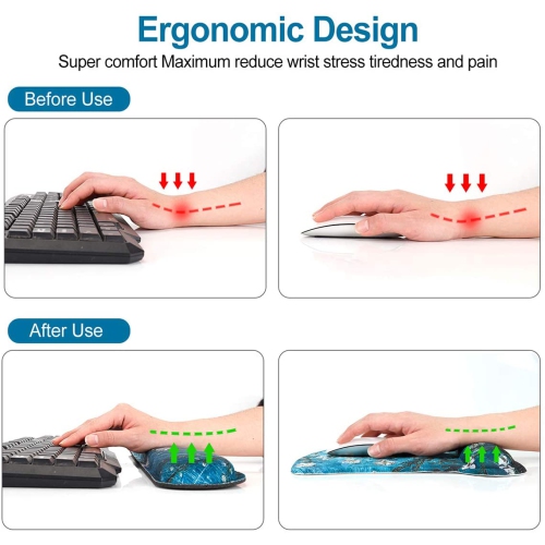 Keyboard Wrist Rest Pad Ergonomic Mouse Pad Set, ToLuLu Gel Mouse Pad Wrist Support for Computer Laptop, Mousepad