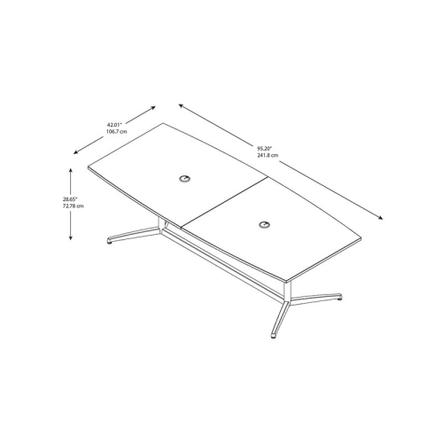 Bush Business Furniture 96W x 42D Boat Shaped Conference Table with Metal Base in Storm Gray