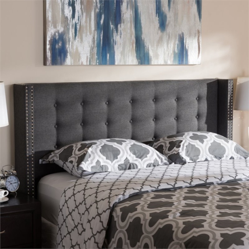 Baxton Studio Ginaro King Panel Headboard in Dark Gray