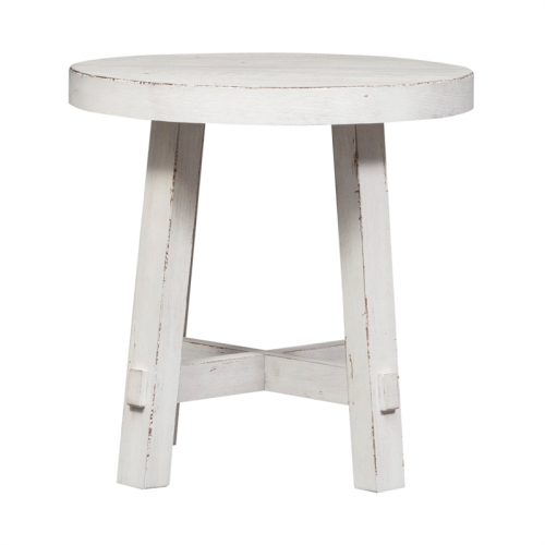 LIBERTY FURNITURE  Modern Farmhouse Splay Leg Round End Table In White
