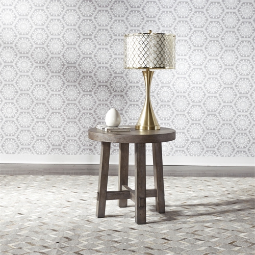 Modern Farmhouse Dark Gray Splay Leg Round End Table