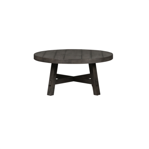 BOWERY HILL  Modern Splay Leg Round Cocktail Table In In Brown