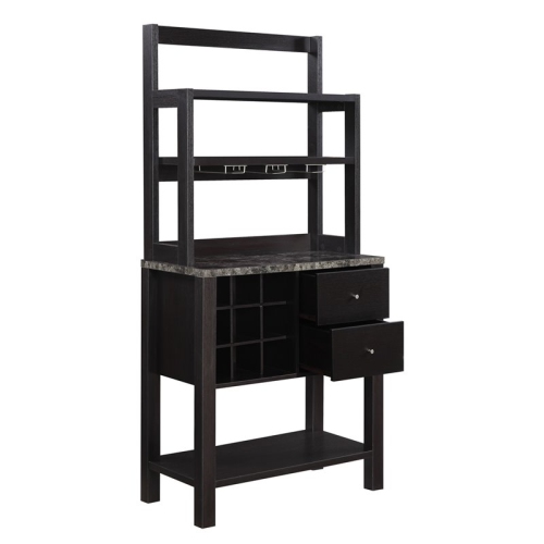 Bowery Hill Serving Bar in Espresso Wood and Faux Marble