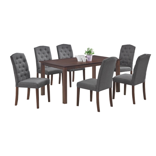 Ingrid 7Pc Solid Wood Dining Set - Dark Grey