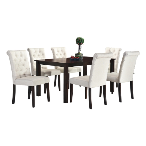 Roxy 7Pc Solid Wood Dining Set - Beige