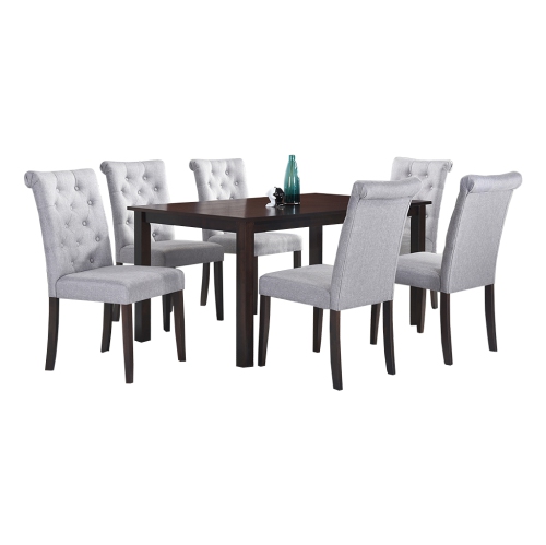 Roxy 7Pc Solid Wood Dining Set - Light Grey