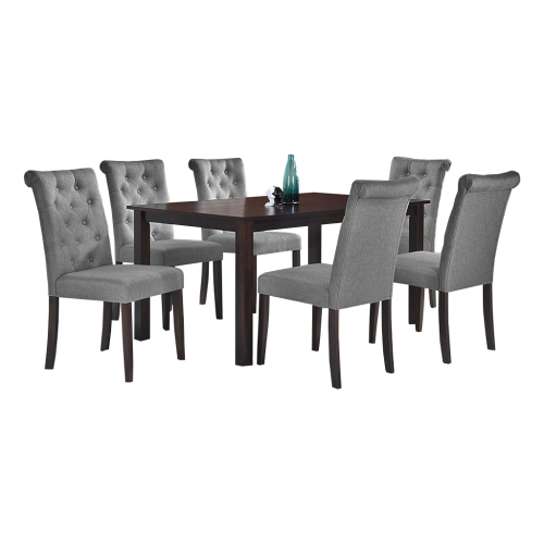 Roxy 7Pc Solid Wood Dining Set - Dark Grey