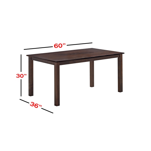 Table de salle à manger rectangulaire en bois massif expresso