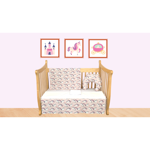 Pink Unicorn Baby Bedding WITH MATCHING FEEDING PILLOW