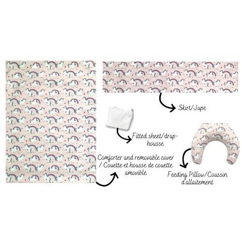 Pink Unicorn Baby Bedding WITH MATCHING FEEDING PILLOW