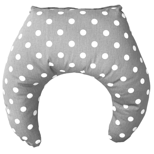 Ergonomic Grey and White Polka Dotted Feeding Pillow - Bebelelo #800fp