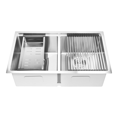 32-Inch Drop-In Double Bowl Kitchen Sink , Stainless Steel Top Mount Bathroom Sink