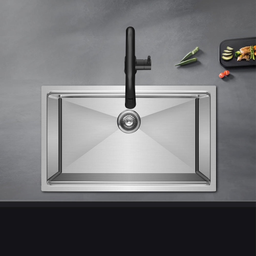 Évier de cuisine à montage sur le dessus en acier inoxydable de 30 pouces, encastrable de salle de bain à cuve unique avec passoire pour évier