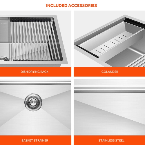 Évier de cuisine à montage sur le dessus en acier inoxydable de 30 pouces, encastrable de salle de bain à cuve unique avec passoire pour évier