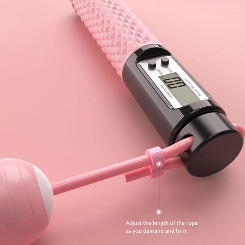 110 inches Adjustable Rope Length Cordless Counting Jump Rope with Calorie, KM, Miles and Counting Digital Display - Pink